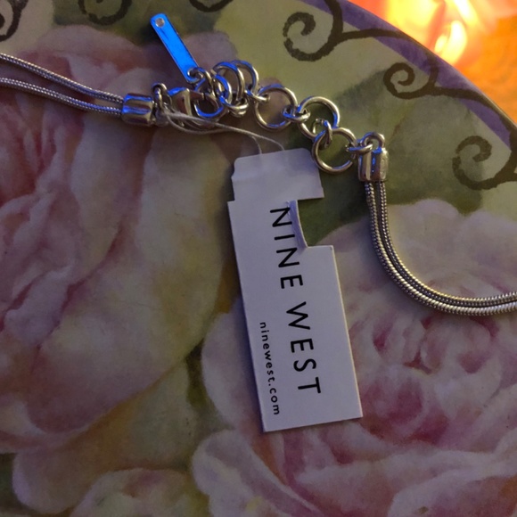 SALE NEW with tag Nine West silver-tone plated bling bib necklace for sale - Picture 3 of 3